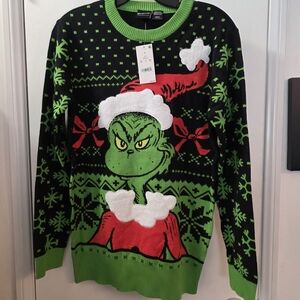 Dr. Seuss Grinch Crewneck Sweater - Black/Green/Red/White